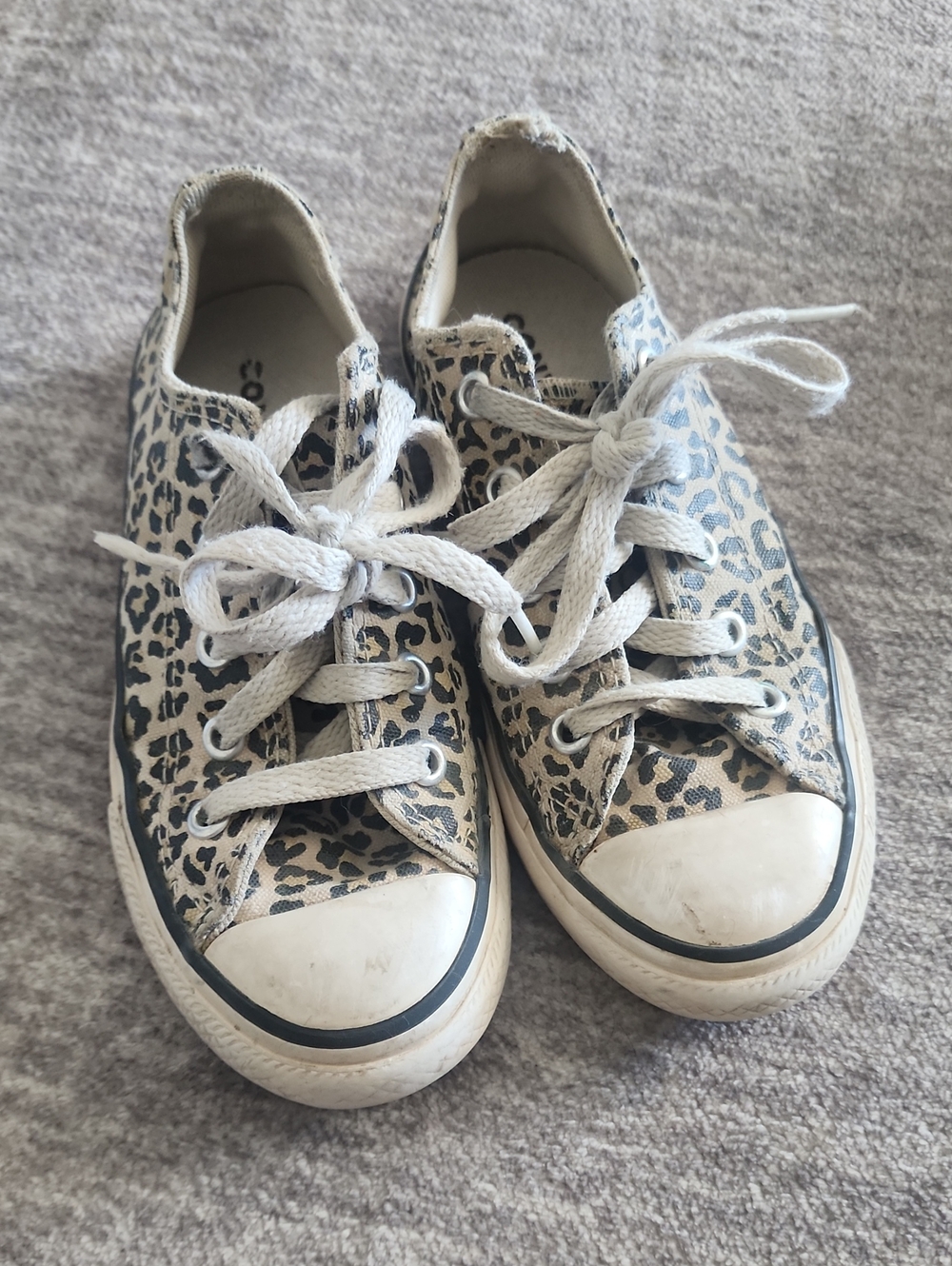 Converse Kids Leopard Canvas Sneakers - White/Gray